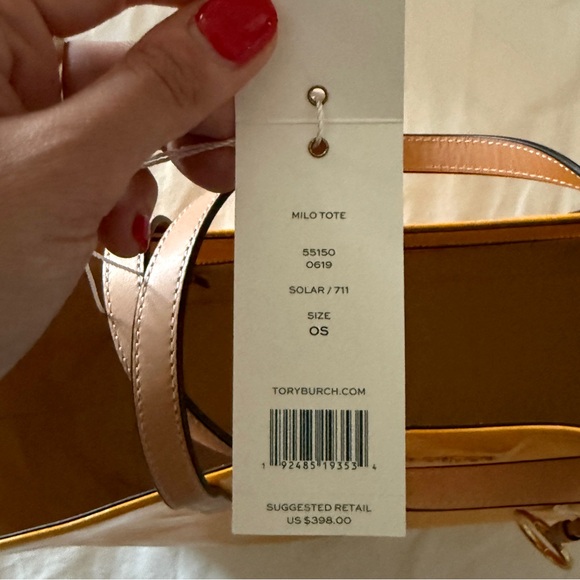 NWT Tory Burch MILO TOTE Yellow Leather Tote Bag - Picture 7 of 12